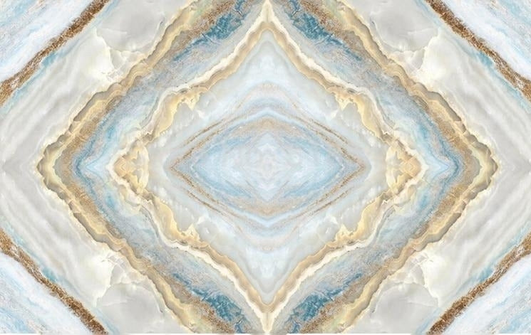 Blue, Tan and White Butterfly Marble Wallpaper Mural, Custom Sizes Available