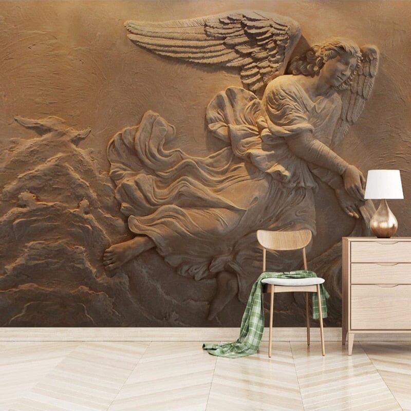 Angel Relifef Wallpaper Mural, Custom Sizes Available