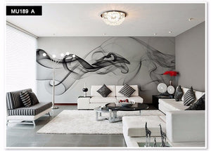 Black And White Smoke Wallpaper Mural, Custom Sizes Available