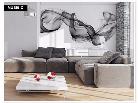 Image of Black And White Smoke Wallpaper Mural, Custom Sizes Available