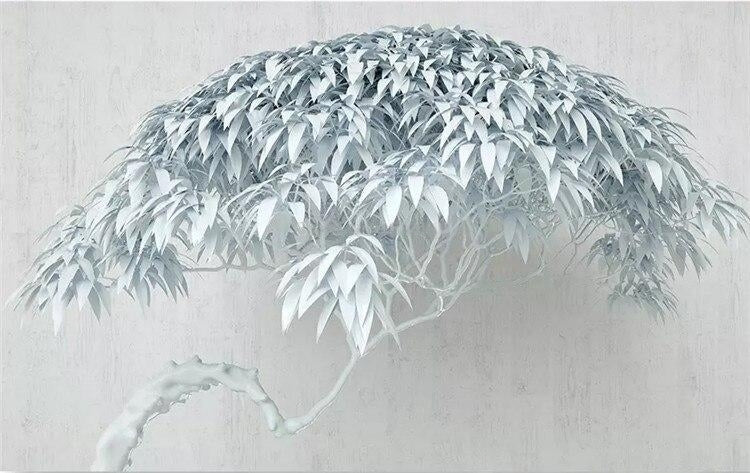 Blue Frost Leaning Tree Wallpaper Mural, Custom Sizes Available