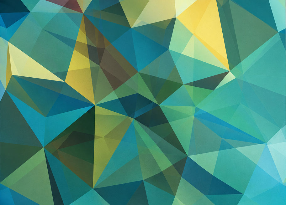 Blue/Green/Yellow Geometric Abstract Wallpaper Mural, Custom Sizes Available