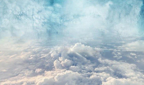 Image of Beautiful White Clouds Wallpaper Mural, Custom Sizes Available