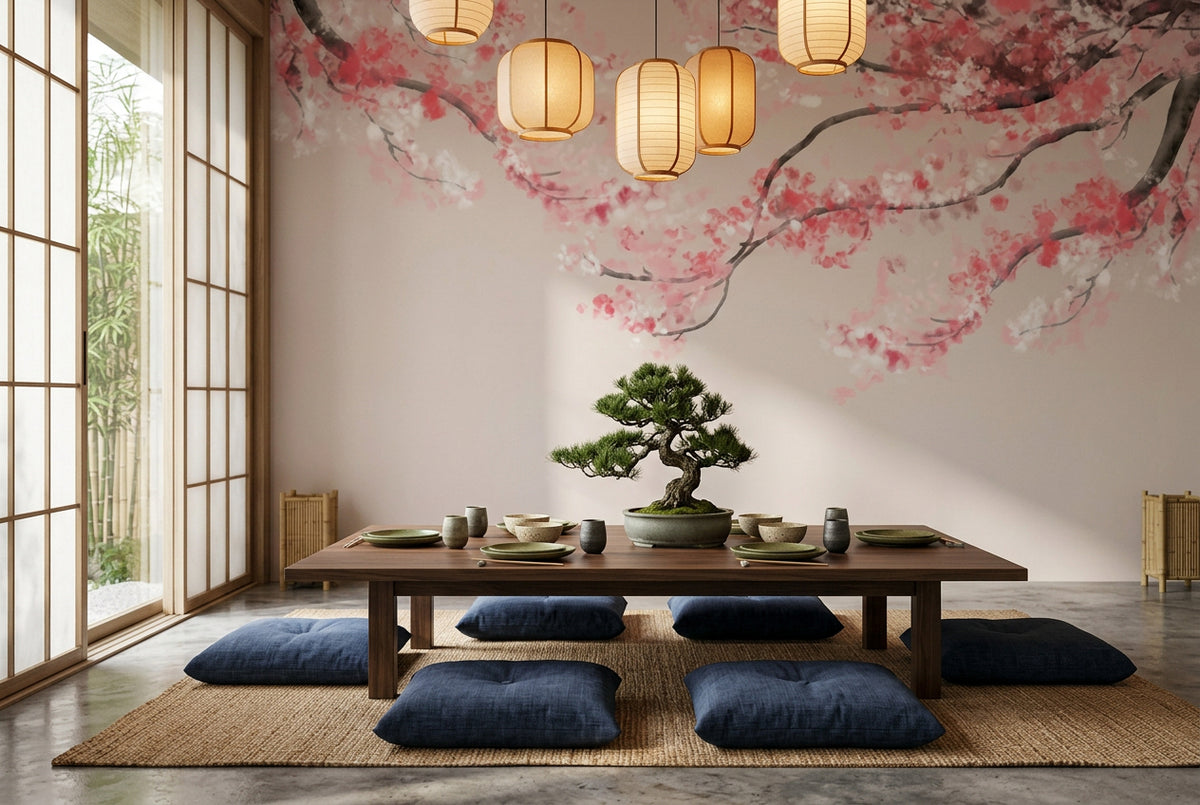 Exquisite Cherry Blossom Tree Wallpaper Mural, Custom Sizes Available