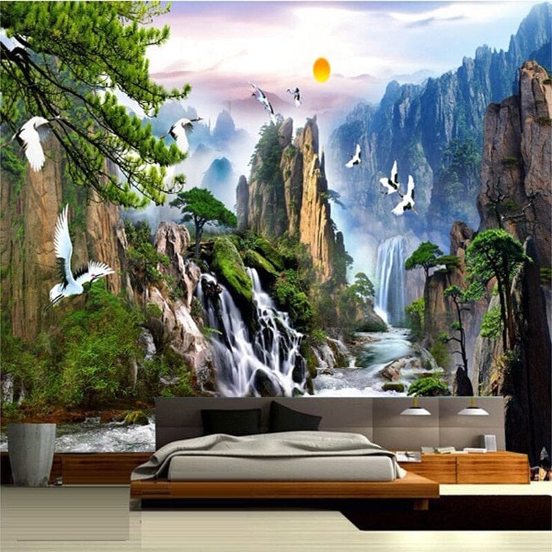 Chinese-Style Landscape Painting Wallpaper Mural, Custom Sizes Available