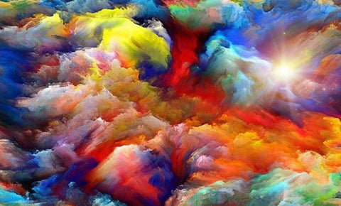 Image of Colorful Clouds Abstract Wallpaper Mural, Custom izes Available