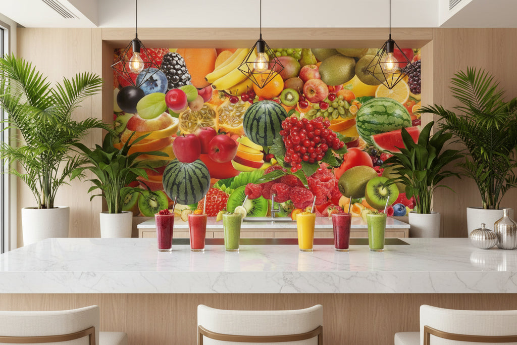Colorful Fruits Wallpaper Mural, Custom Sizes Availalbe