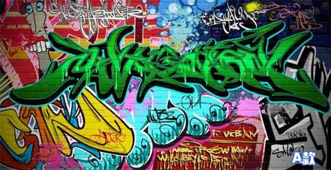 Image of Colorful Graffiti Wallpaper Mural, 3 Styles To Choose From, Custom Sizes Available