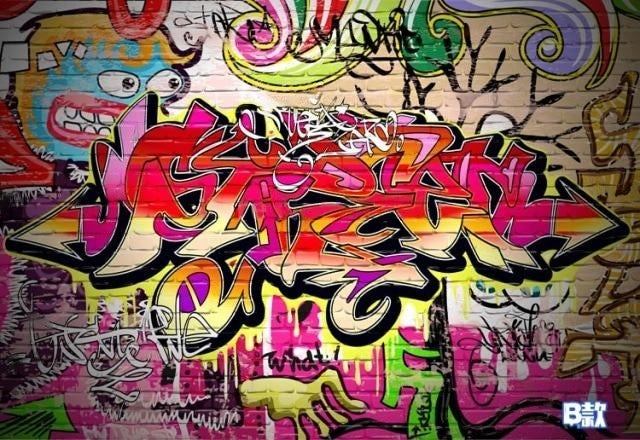 Colorful Graffiti Wallpaper Mural, 3 Styles To Choose From, Custom Sizes Available
