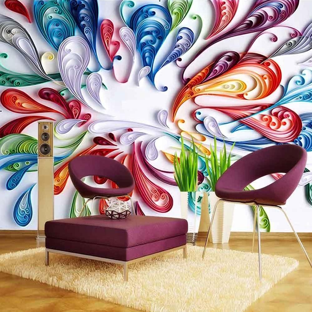 Multi-Color Abstract Swirls Wallpaper Mural, Custom Sizes Available