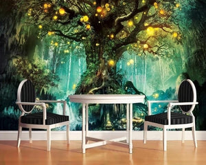 Mural de papel pintado Árbol iluminado encantado, tamaños personalizados disponibles