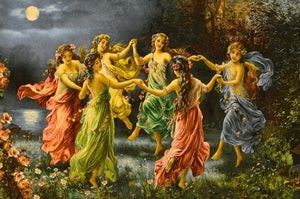 Mural clásico del papel pintado del baile de las señoras de la pintura al óleo, tamaños de encargo disponibles