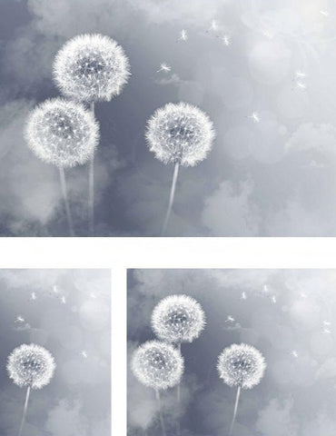 Image of Dandelions Dispersing on a Gray Background Wallpaper Mural, Custom Sizes Available