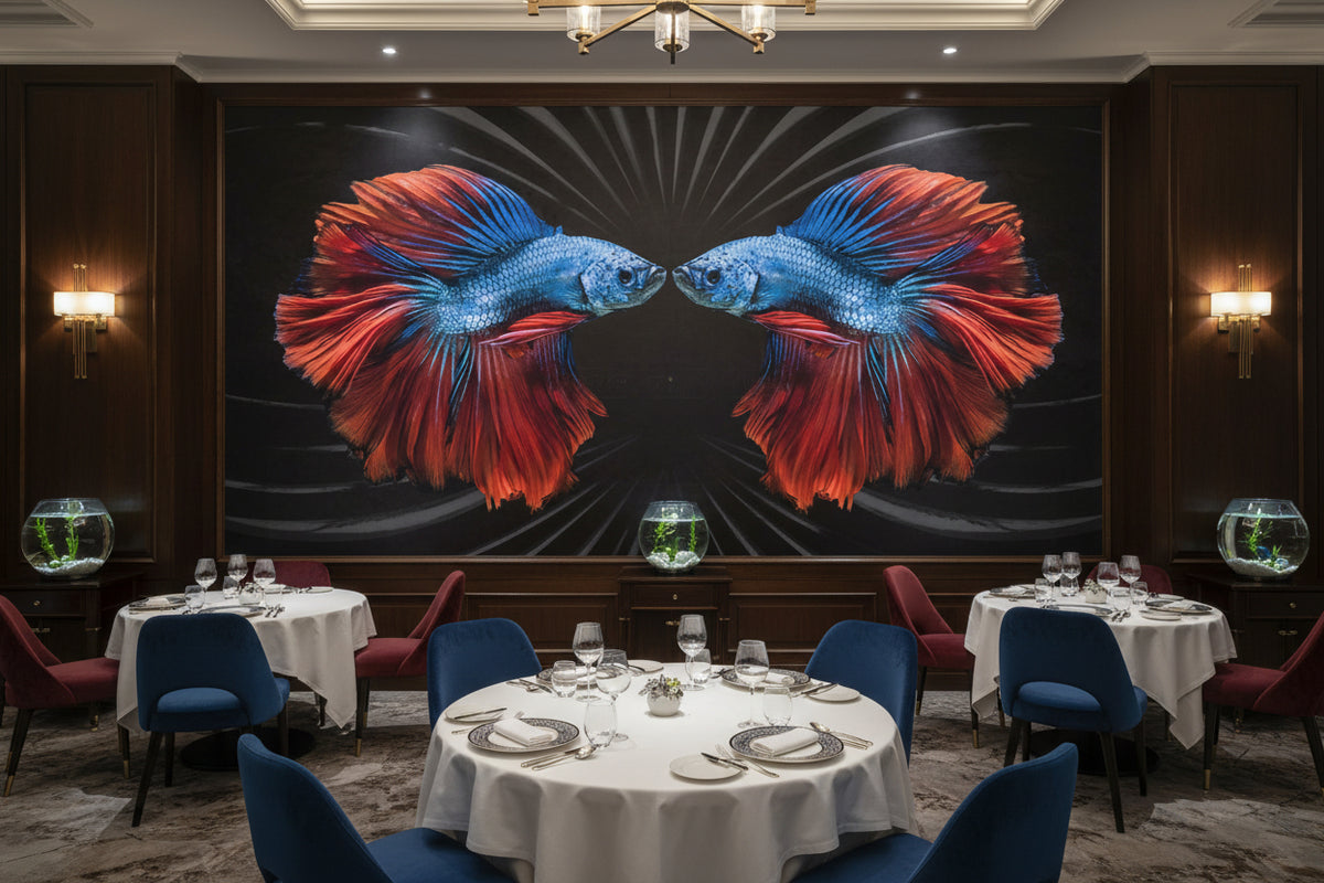 Awesome Beta Fish Face-Off Wallpaper Mural, Custom Sizes Available
