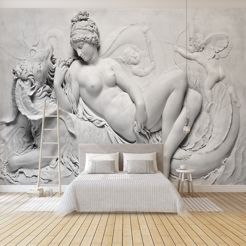 Europa On the Bull Sculpture Relief Wallpaper Mural, Custom Sizes Available