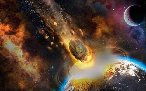 Image of Explosive Meteor Striking Planet Fantasy Wallpaper Mural, Custom Sizes Available