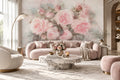 Hand-Painted Watercolor Pink Roses Wallpaper Mural, Custom Sizes Available