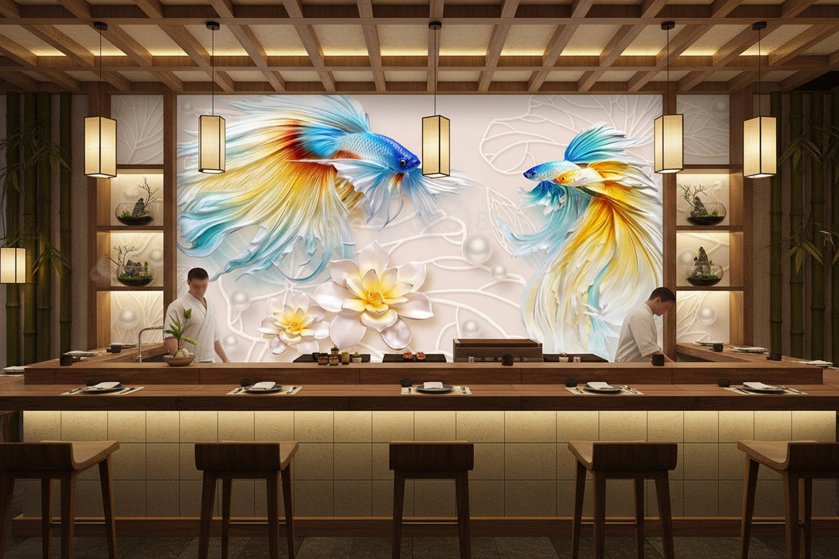 Beautiful Fancy Betta Fish Wallpaper Mural, Custom Sizes Available