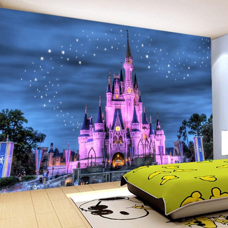 Magical Starry Night At Castle Fantasy Wallpaper Mural, Custom Sizes Available