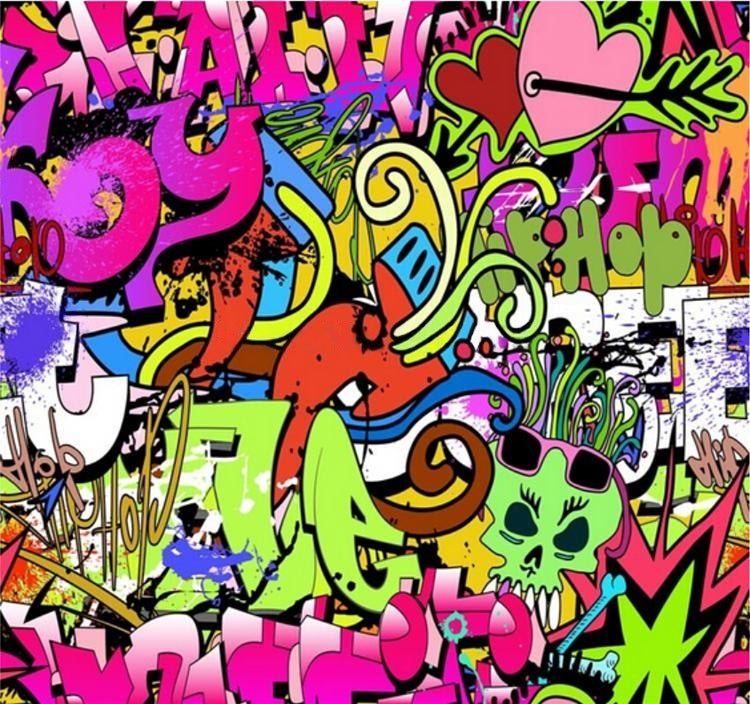 Mural de papel pintado Graffiti Urban Art, tamaños personalizados disponibles