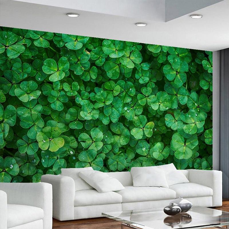 Green Clover Wall Wallpaper Mural, Custom Size Available