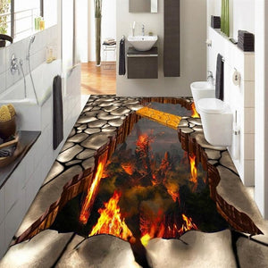 Magma Pit Self Adhesive Floor Mural, Custom Sizes Available