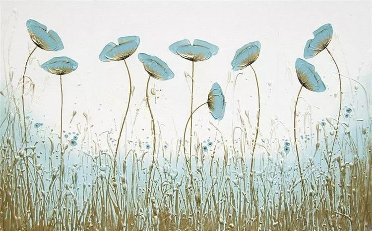 Swaying Blue Anemones Wallpaper Mural, Custom Sizes Available