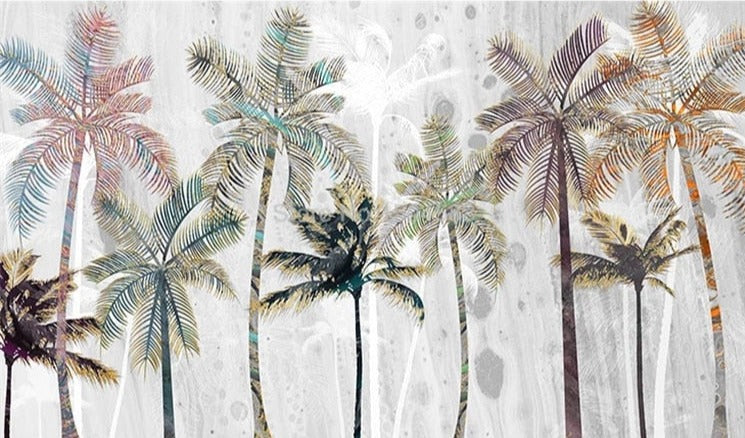 Vivid Multicolor Palm Trees Wallpaper Mural, Custom Sizes Available