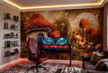 Whimsical Mushroom House Wallpaper Mural, Custom Sizes Available