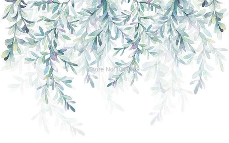 Nordic Style Vine Garland Wallpaper Mural, Custom Sizes Available