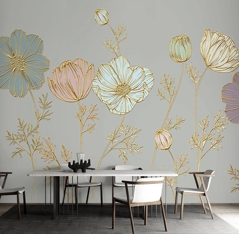 Mural de papel pintado con flores de amapola, tamaños personalizados disponibles