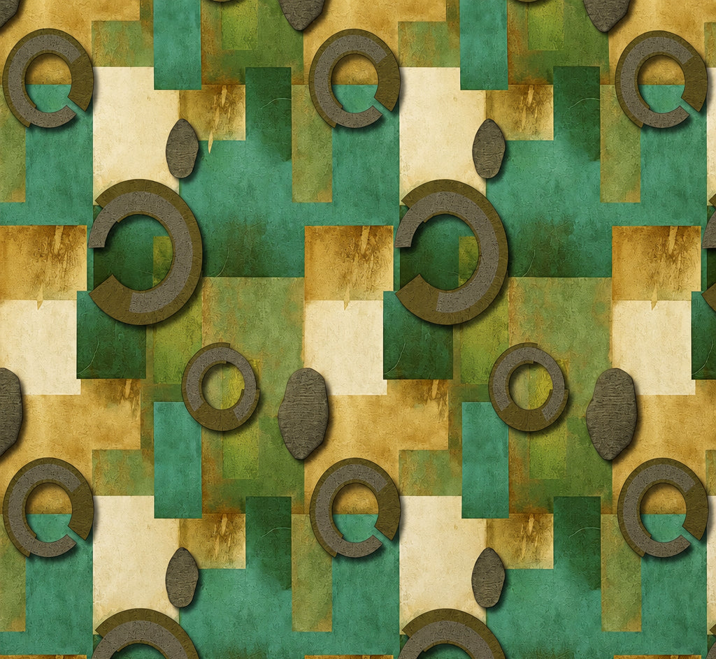 Retro Geometric Circle Graphics Wallpaper Mural, Custom Sizes Available