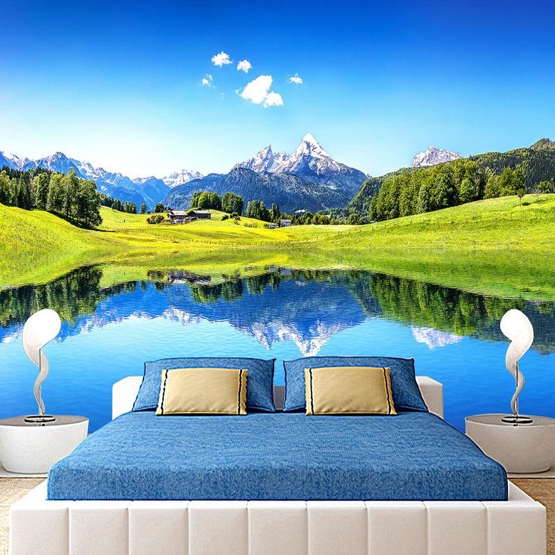 Scenic Mountain and Lake Reflection Wallpaper Mural, Custom Sizes Available