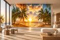 Seaside Sunset Wallpaper Mural, Custom Sizes Available