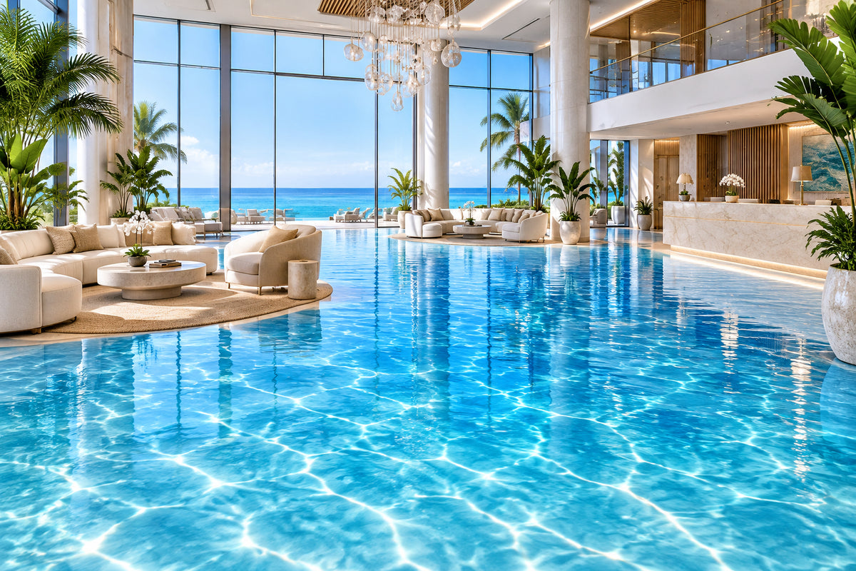 Seawater PVC Waterproof Vinyl Floor Mural, Self Adhesive, Custom Sizes Available