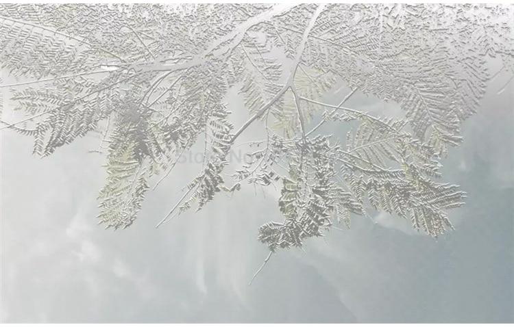 Silver Frosted Leaves Wallpaper Mural, Custom Sizes Available