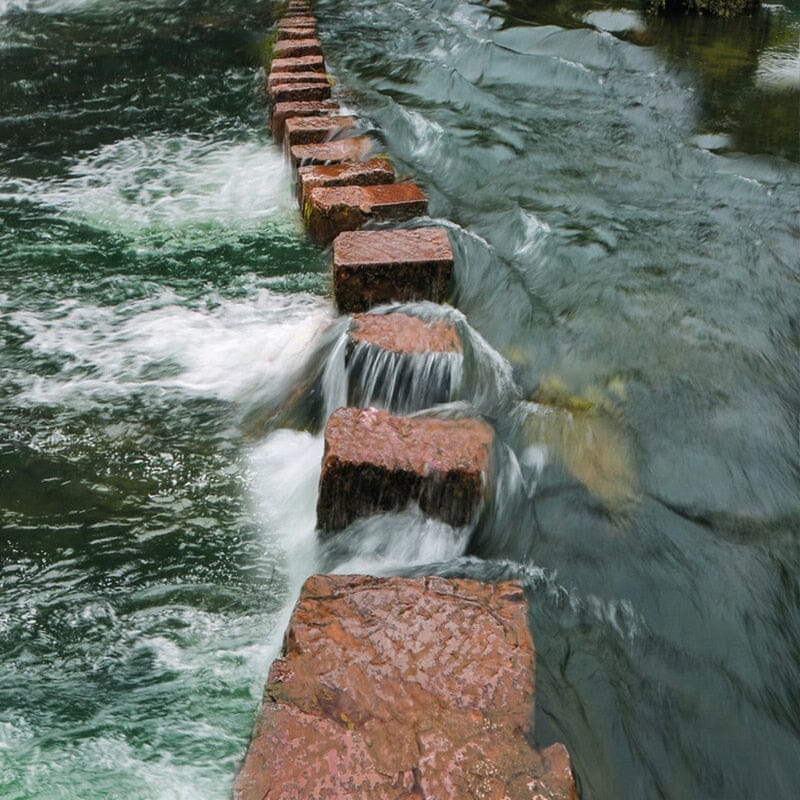 Stepping Stones Over River Floor Mural, Custom Sizes Available