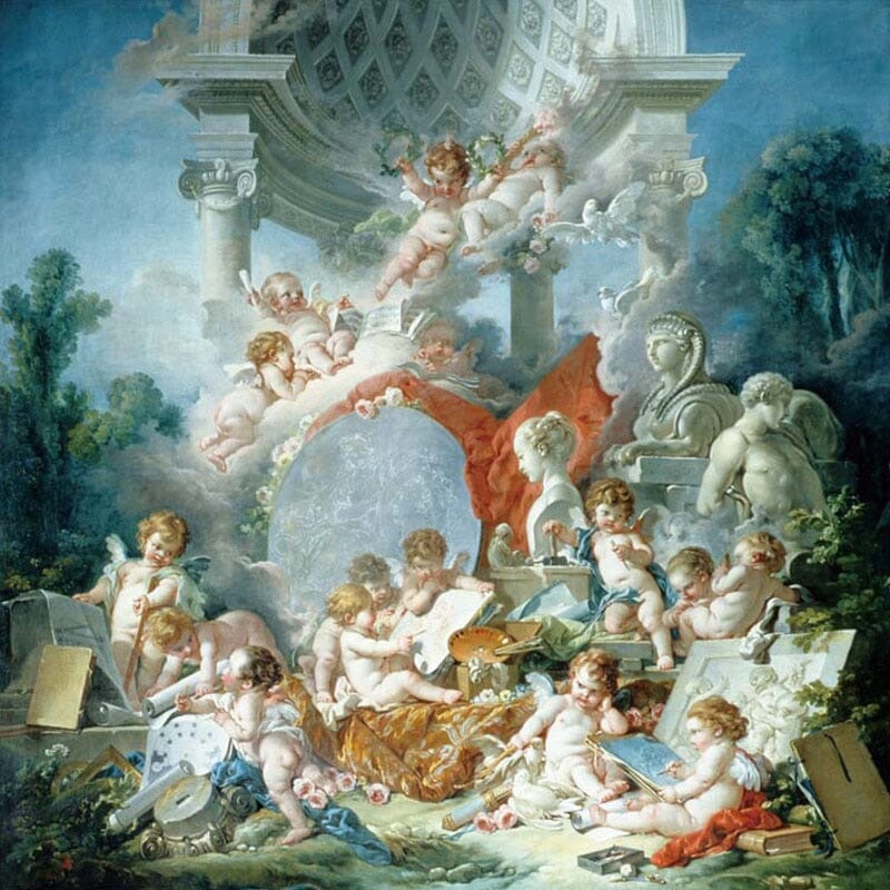 "The Geniuses of Art" Francois Boucher Wallpaper Mural, Custom Sizes Available