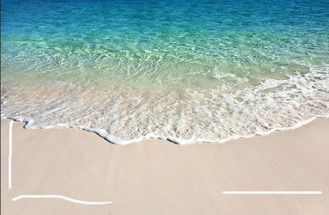Image of Turquoise Water and Sandy Beach Self Adhesive Floor Mural, Custom Sizes Available