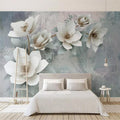 White Magnolia Wallpaper Mural, Custom Sizes Available