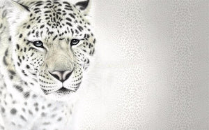 Papel pintado de leopardo blanco, tamaños personalizados disponibles