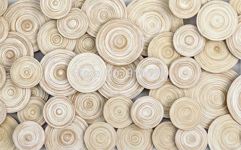 Mural de papel pintado con diseño de anillos de madera en capas, tamaños personalizados disponibles