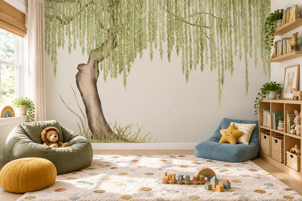 Weeping Willow Tree Wallpaper Mural, Custom Sizes Available