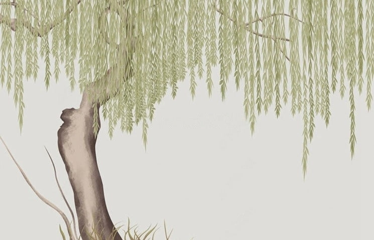 Weeping Willow Tree Wallpaper Mural, Custom Sizes Available