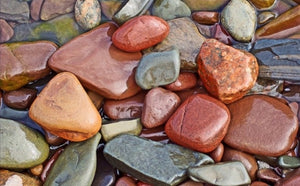 Gray and Red River Stone Self Adhesive Floor Mural, Custom Sizes Available