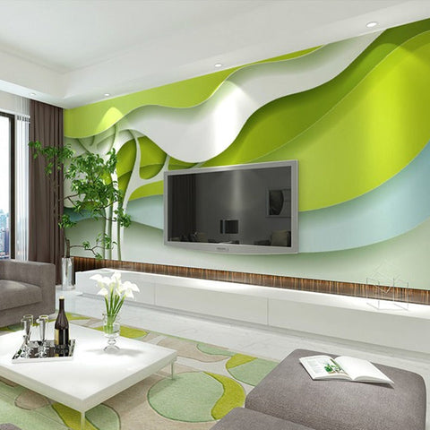 3-D Abstract Green Trees Wallpaper Mural, Custom Sizes Available Maughon's 