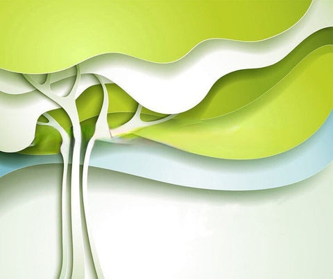 Image of 3-D Abstract Green Trees Wallpaper Mural, Custom Sizes Available Wall Murals Maughon's 