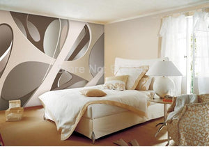 3D Tan Abstract Geometric Shapes Wallpaper Mural, Custom Sizes Available