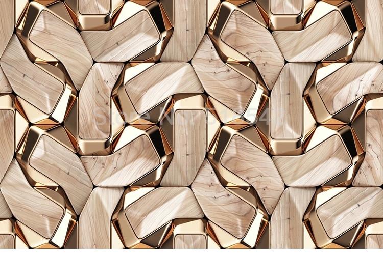 3D Abstract Gold Geometric Pattern Wallpaper Mural, Custom Sizes Available Maughon's 