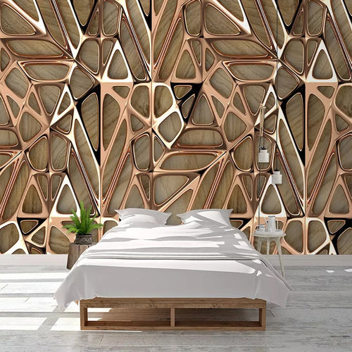 3D Abstract Golden Lines Wallpaper Mural, Custom Sizes Available Maughon's 